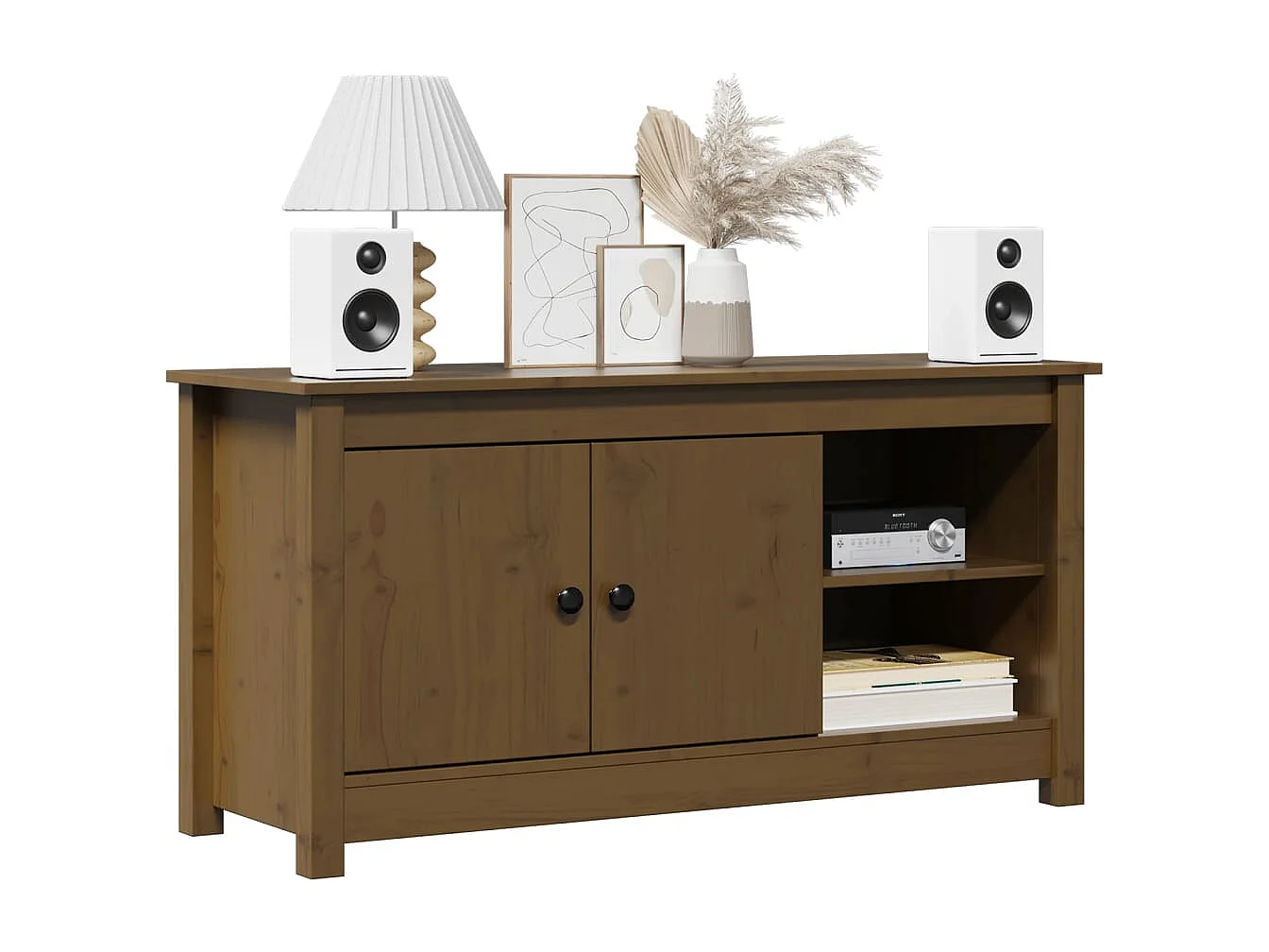 Meuble TV | Banc TV | Armoire TV Marron miel 103x36,5x52 cm Bois de pin massif