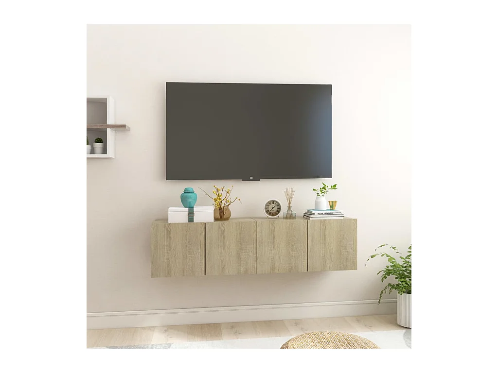 Muebles de salón | Gabinetes de TV |  Muebles de TV colgantes 2 uds roble Sonoma 60x30x30 cm