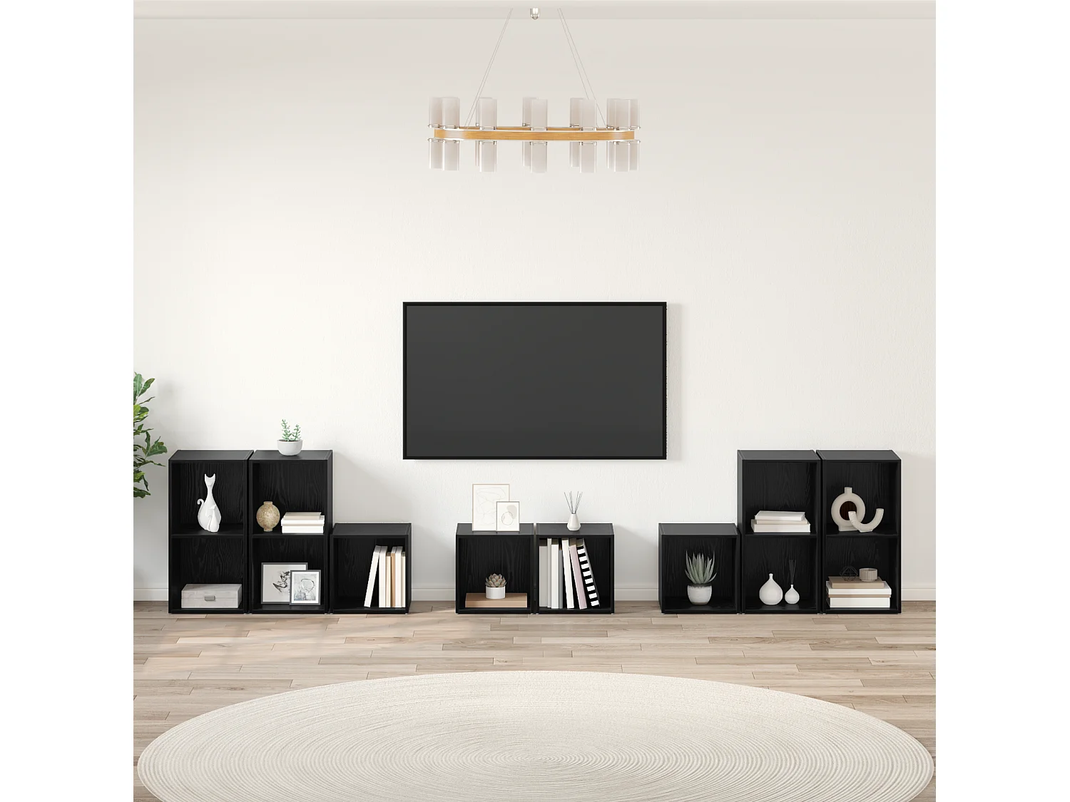 Ensemble de meubles TV | Bancs TV | Armoires TV 8 pcs Chêne noir Bois d'ingénierie