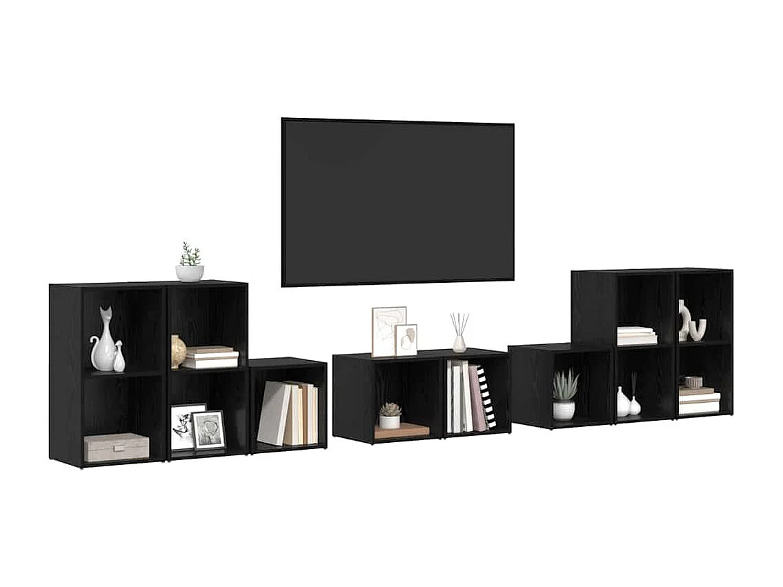 Ensemble de meubles TV | Bancs TV | Armoires TV 8 pcs Chêne noir Bois d'ingénierie