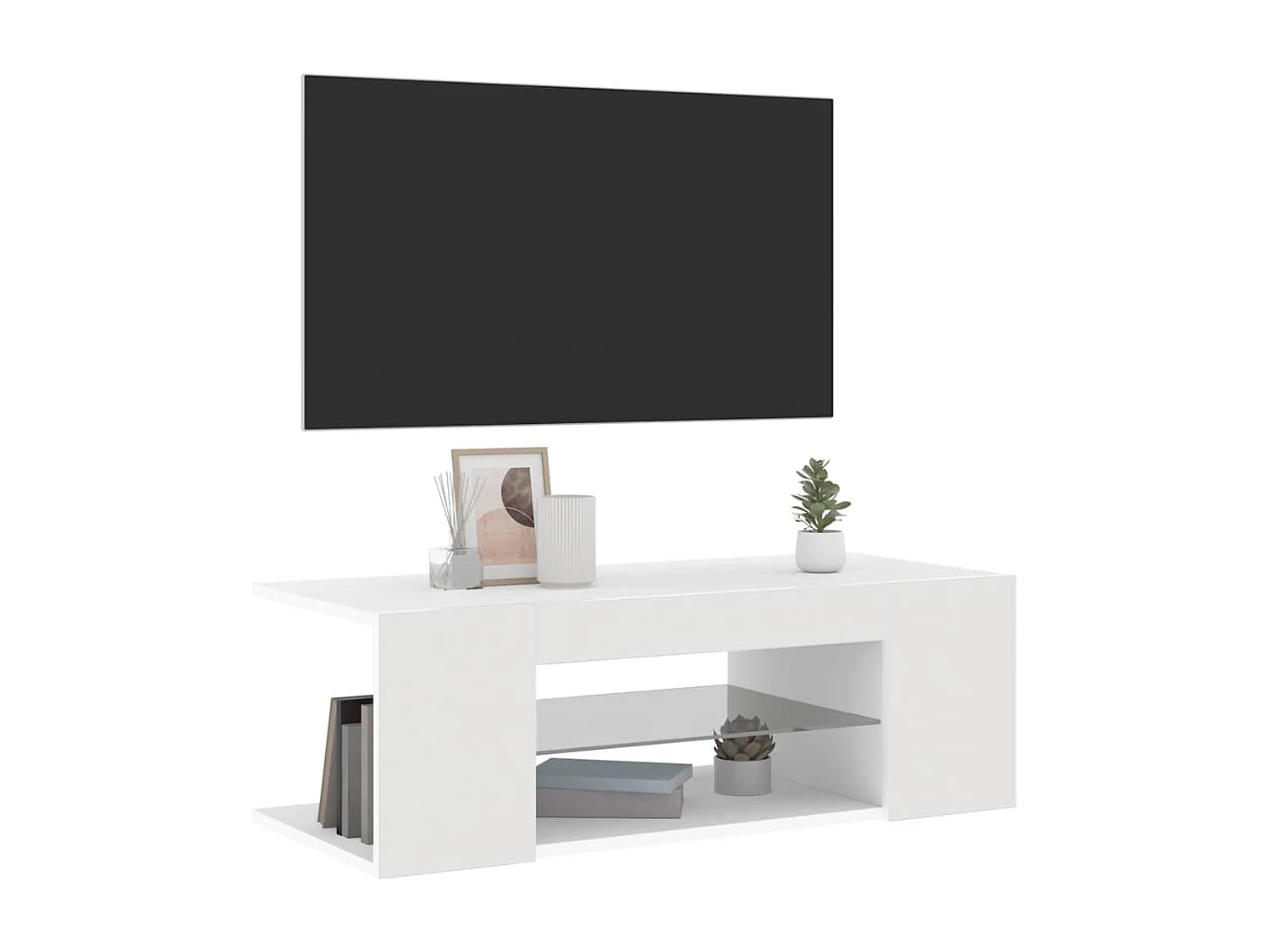 Mueble de TV | Mueble de salón con luces LED blanco 90x39x30 cm