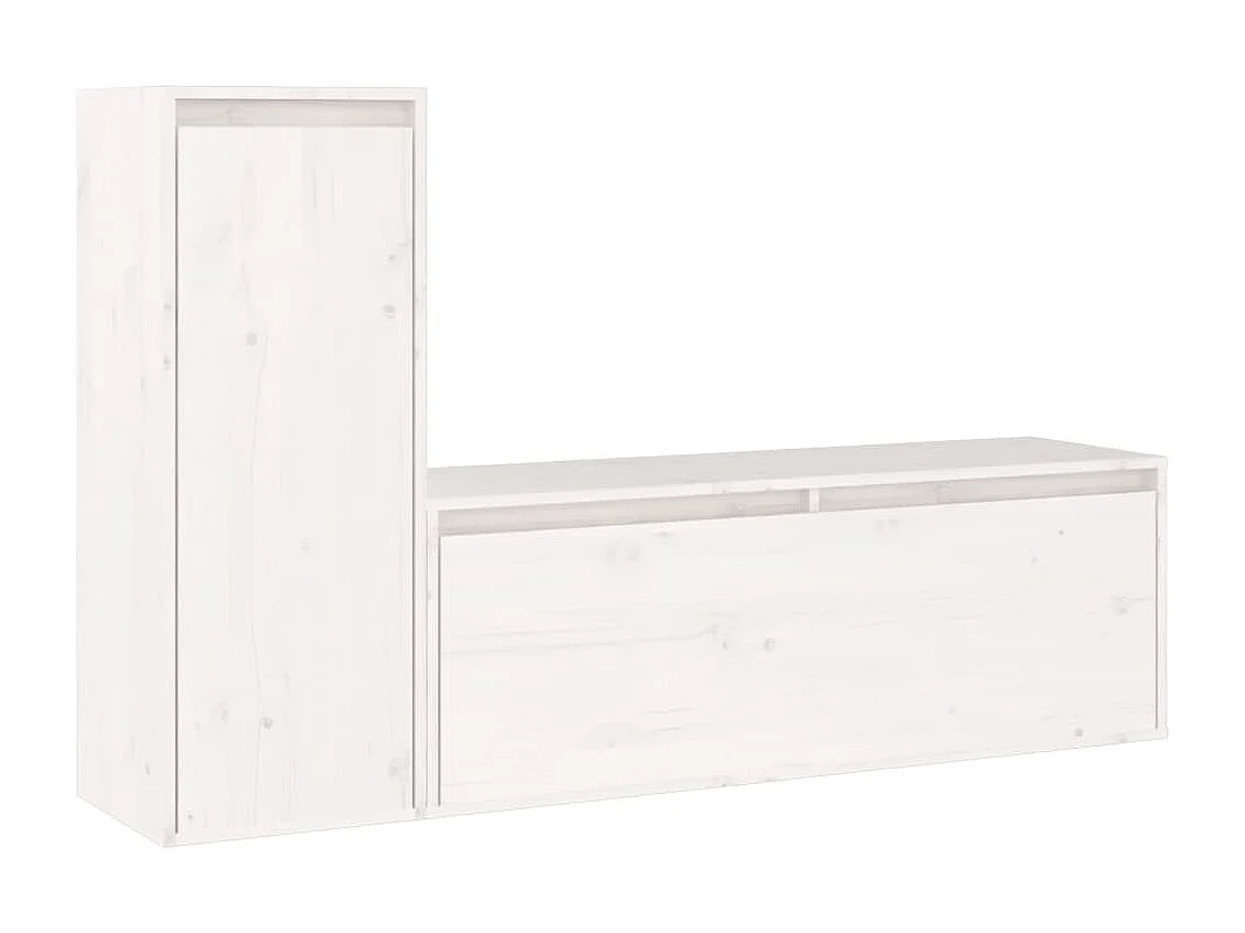Meubles TV | Bancs TV | Armoires TV 2 pcs Blanc Bois massif de pin