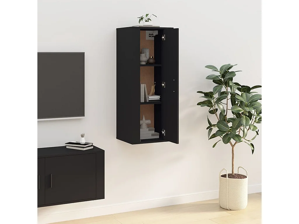Mueble para TV  | Gabinete de TV |  Mueble de salón de pared negro 40x34,5x100 cm