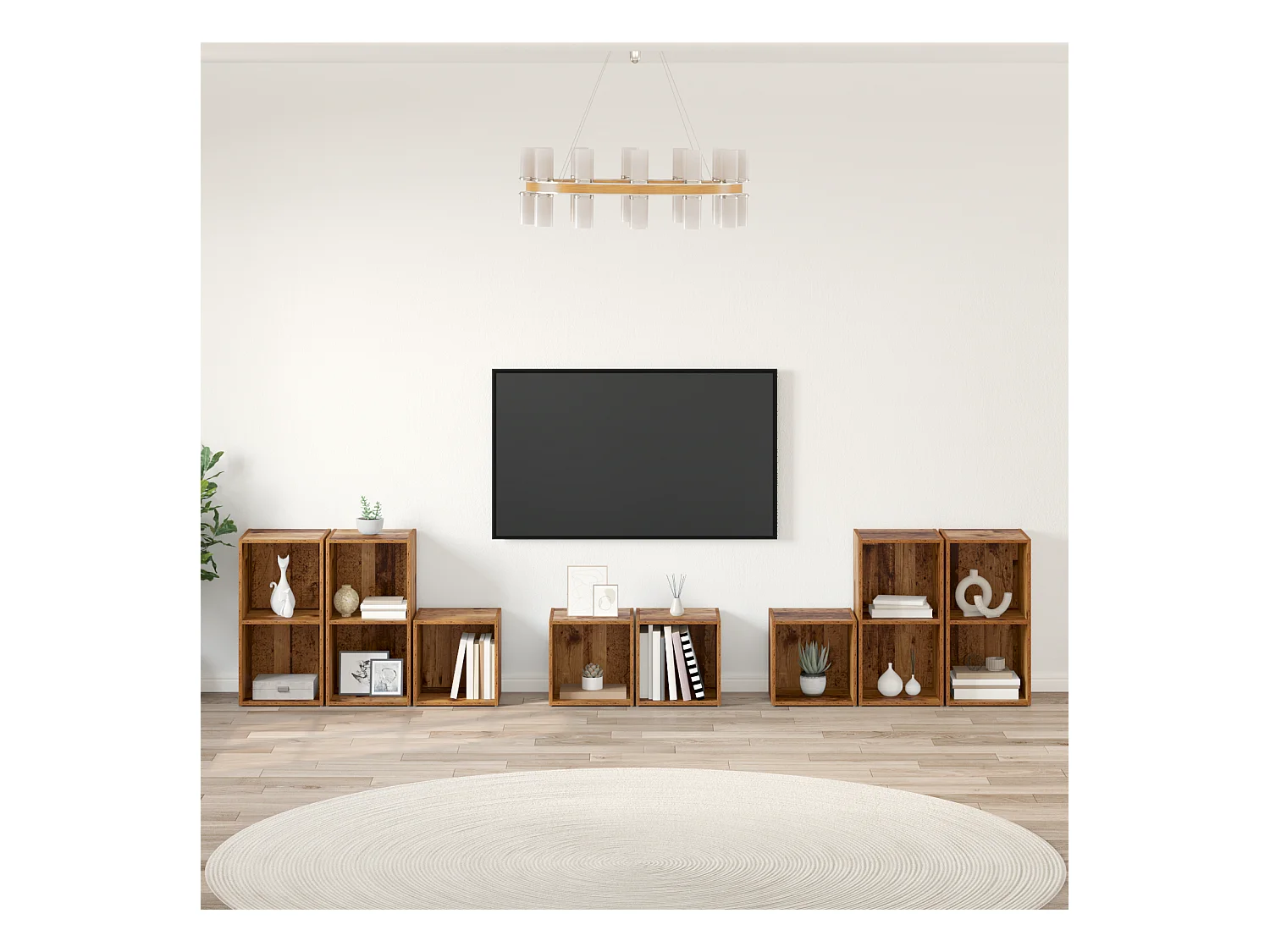 Juego de muebles de TV | Gabinete de TV | Mueble de salón 8 pcs Madera Vieja 37 x 35 x 72 cm