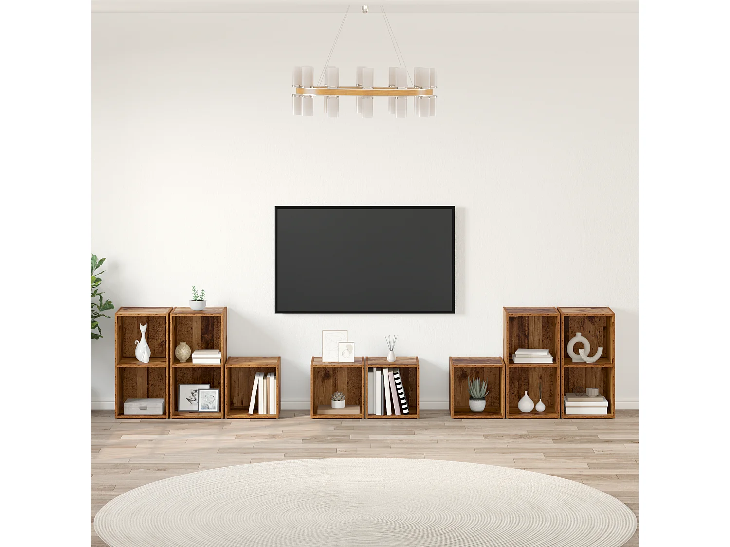 Juego de muebles de TV | Gabinete de TV | Mueble de salón 8 pcs Madera Vieja 37 x 35 x 72 cm