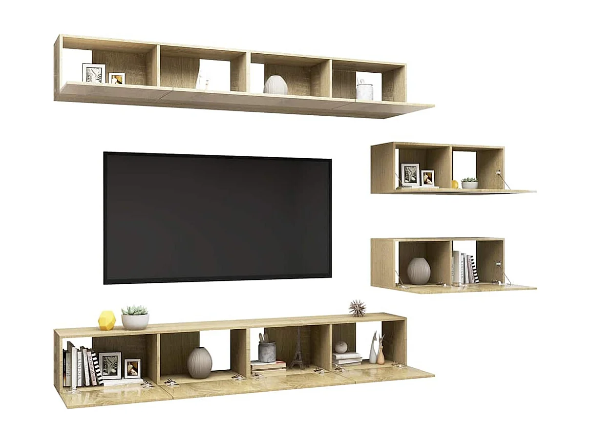 Ensemble de meuble TV | Banc TV | Armoire TV 6 pcs Chêne sonoma Bois d'ingénierie