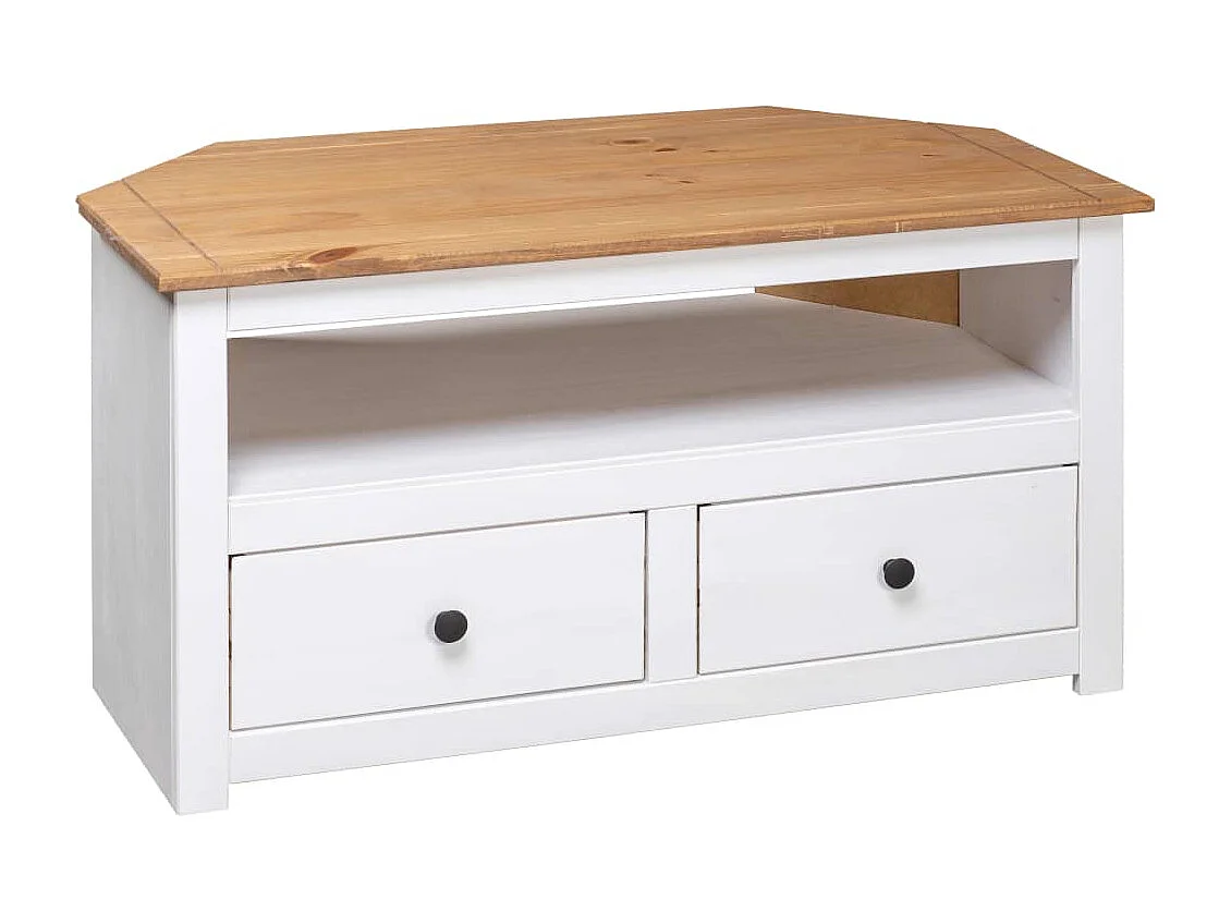 Meuble TV | Banc TV | Armoire TV d'angle Blanc 93x49x49 cm Pin Assortiment Panama
