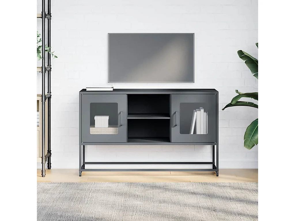 Meuble TV | Banc TV | Armoire TV anthracite 100,5x39x60,5 cm acier