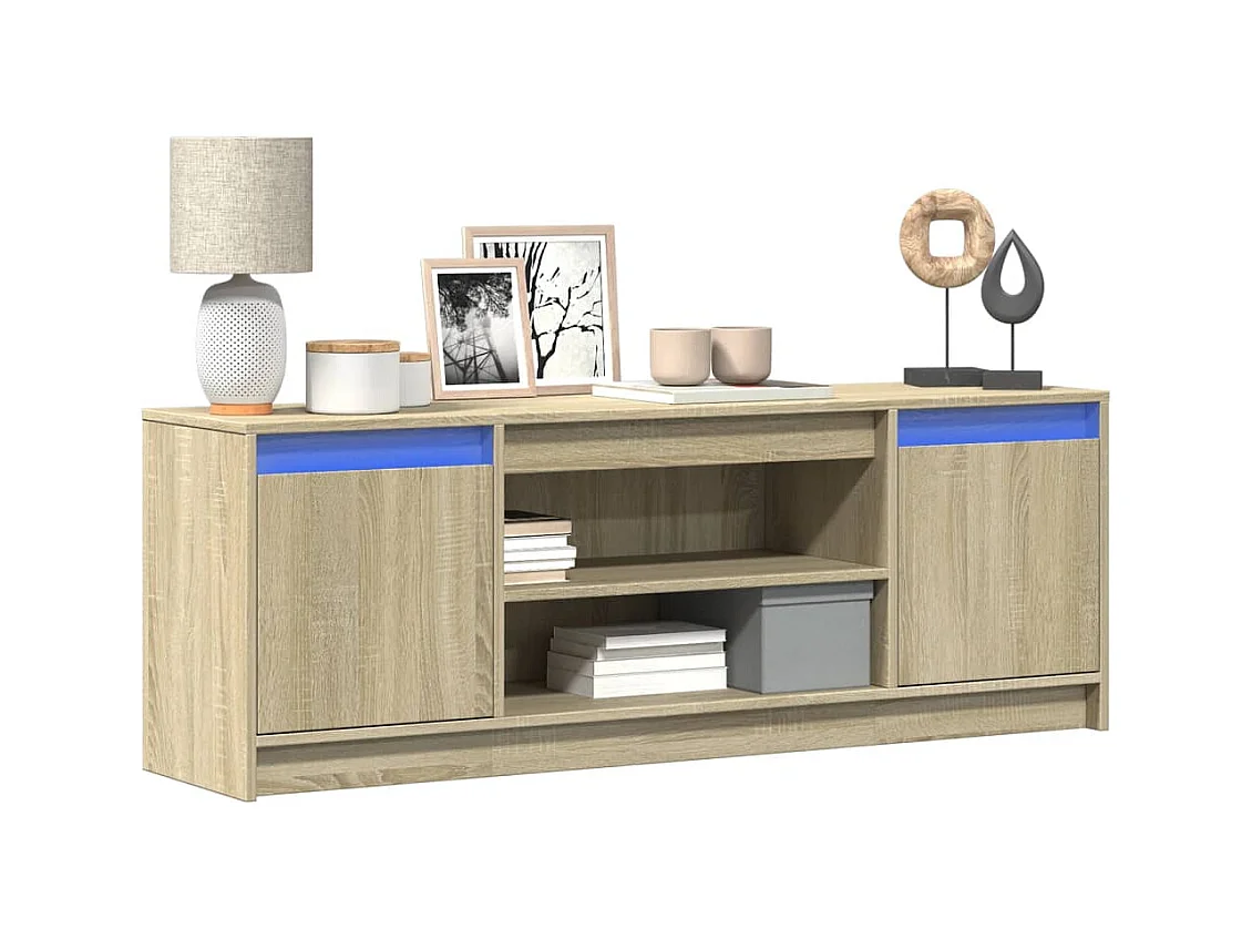 Tv-meubel | Tv-Bank | TV-kastmet LED 139,5x34x50 cm bewerkt hout sonoma eikenkleur