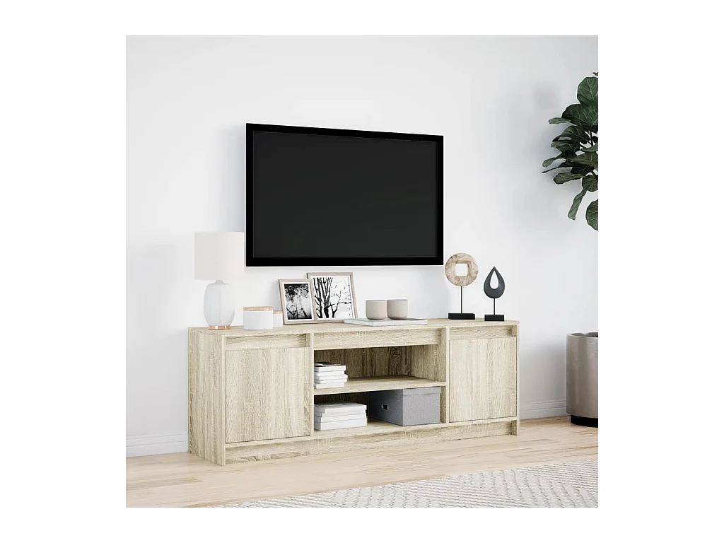 Tv-meubel | Tv-Bank | TV-kastmet LED 139,5x34x50 cm bewerkt hout sonoma eikenkleur