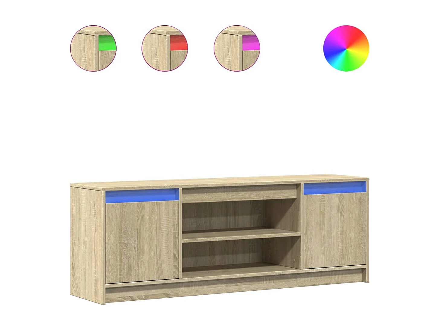 Meuble TV | Banc TV | Armoire TV avec LED chêne sonoma 139,5x34x50cm bois d'ingénierie