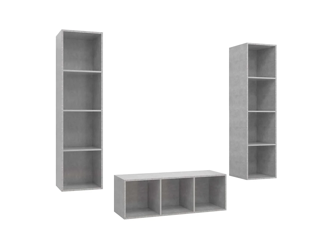 Set de Muebles de salón | Gabinetes de TV |  Muebles de TV 3 pzas madera ingeniería gris hormigón