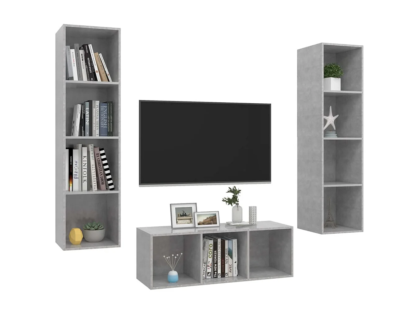 Ensemble de meuble TV | Banc TV | Armoire TV 3 pcs Gris béton Bois d'ingénierie