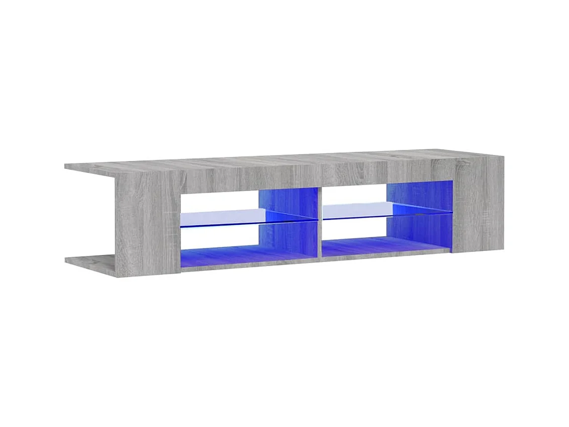 Mueble de TV | Mueble de salón con luces LED gris Sonoma 135x39x30 cm