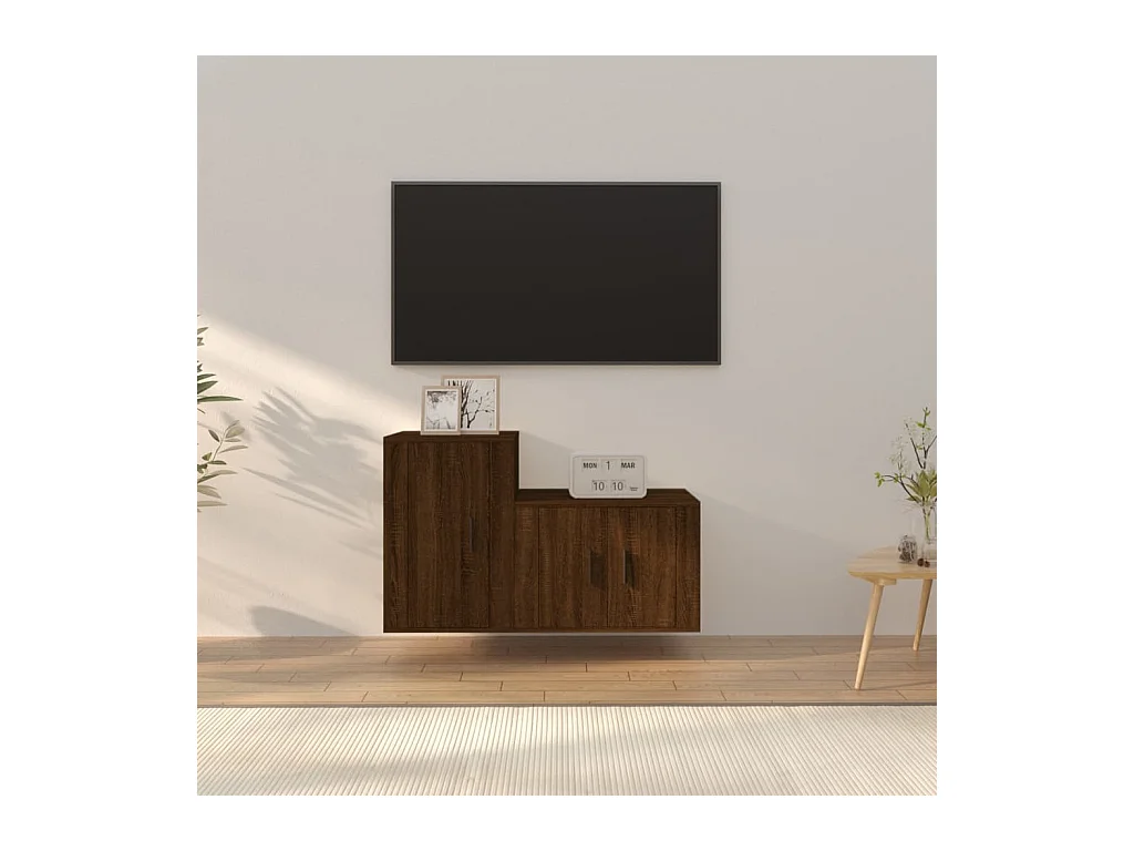 Set de muebles para TV  | Gabinetes de TV |  Muebles de salón 2 pzas madera contrachapada roble marrón