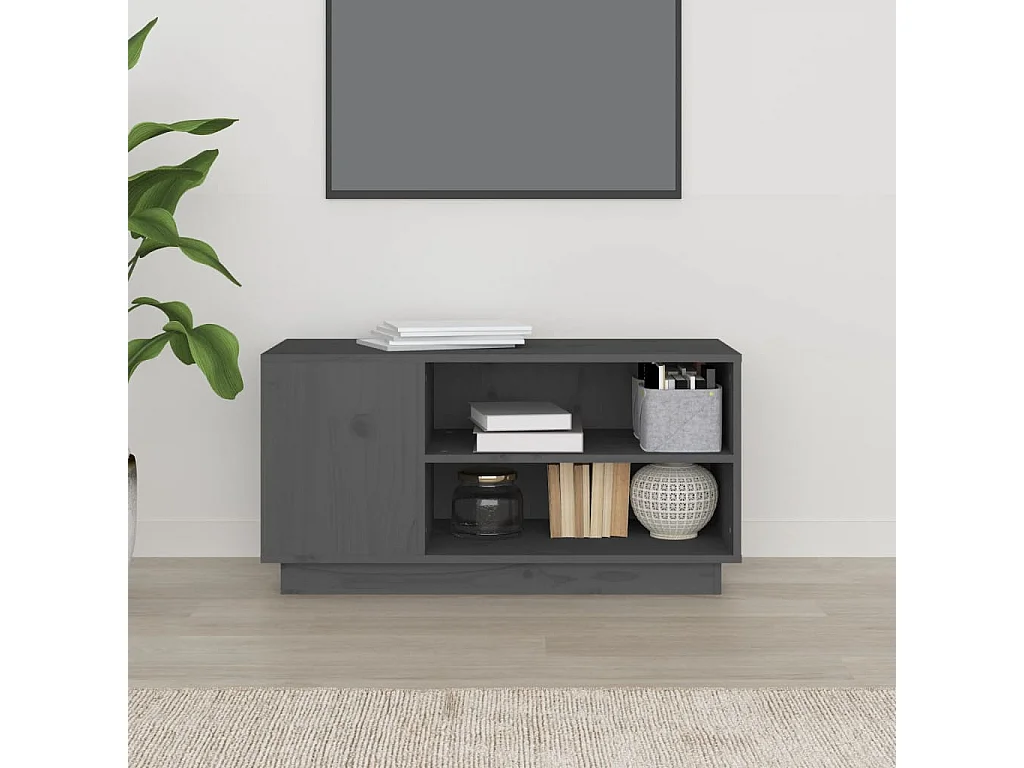 Meuble TV | Banc TV | Armoire TV Gris 80x35x40,5 cm Bois de pin massif
