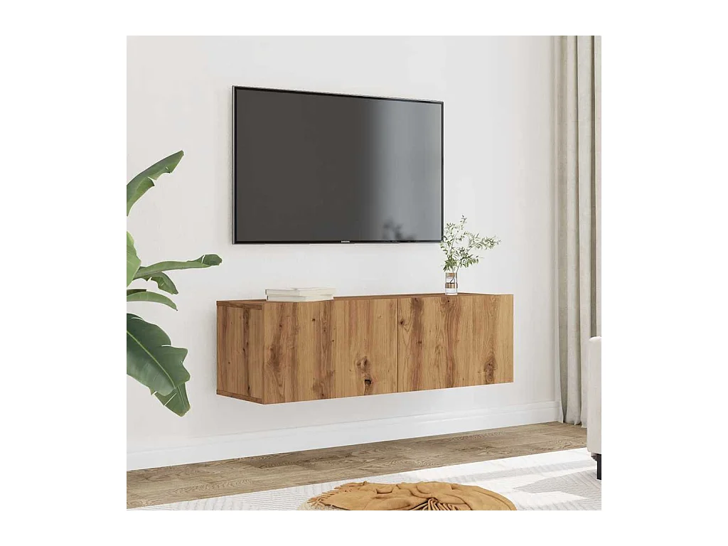 Tv-meubels | Tv-Banken | TV-kasten 2 st wandgemonteerd 100x30x30 cm artisanaal eiken