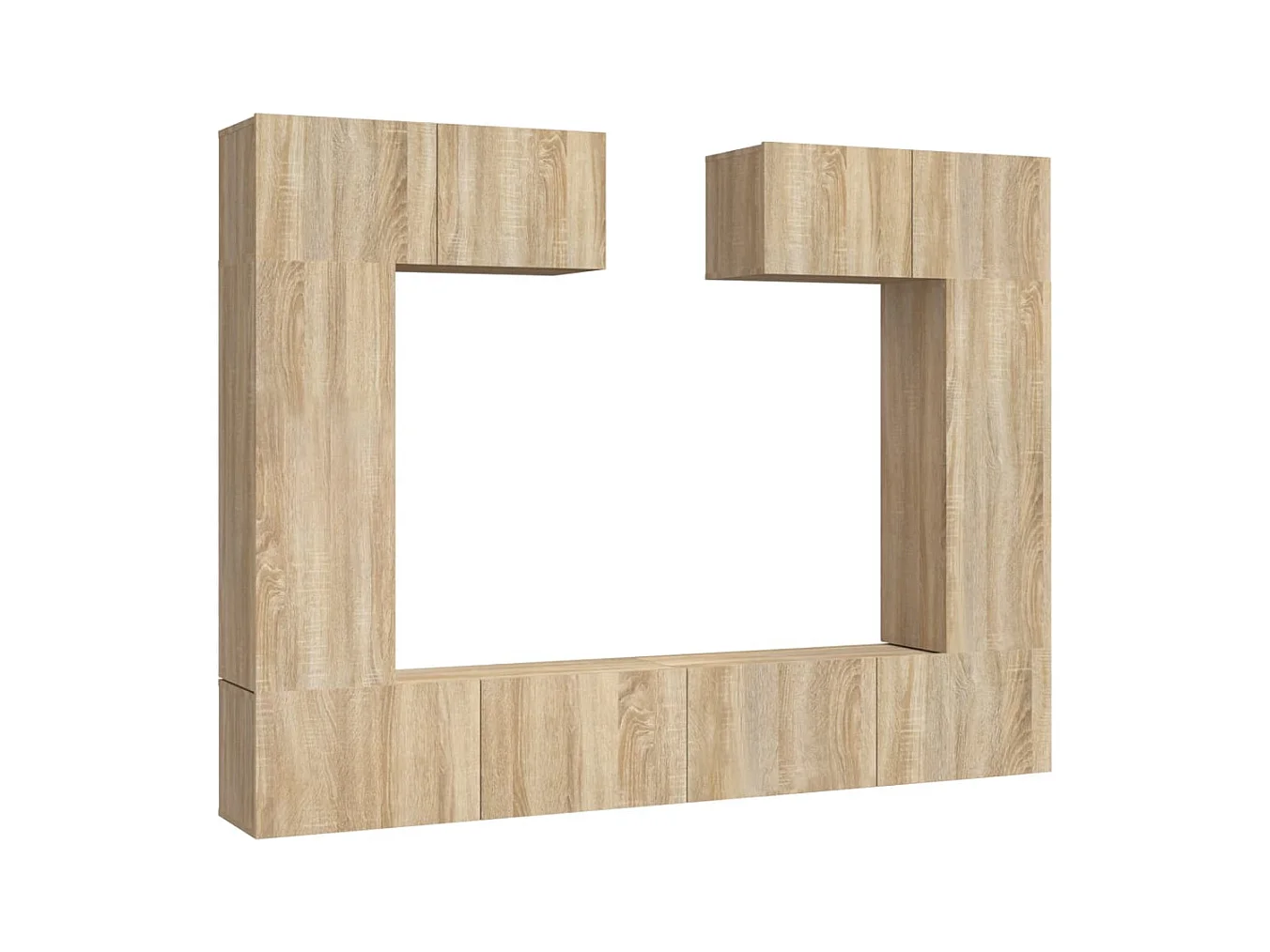 Set de muebles para TV  | Gabinetes de TV |  Muebles de salón 6 pzas madera contrachapada roble sonoma