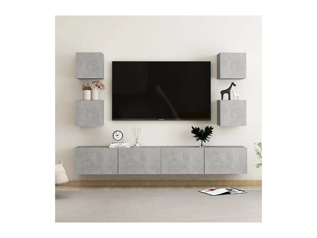 Ensemble de meubles TV | Bancs TV | Armoires TV 6 pcs Gris béton Bois d'ingénierie
