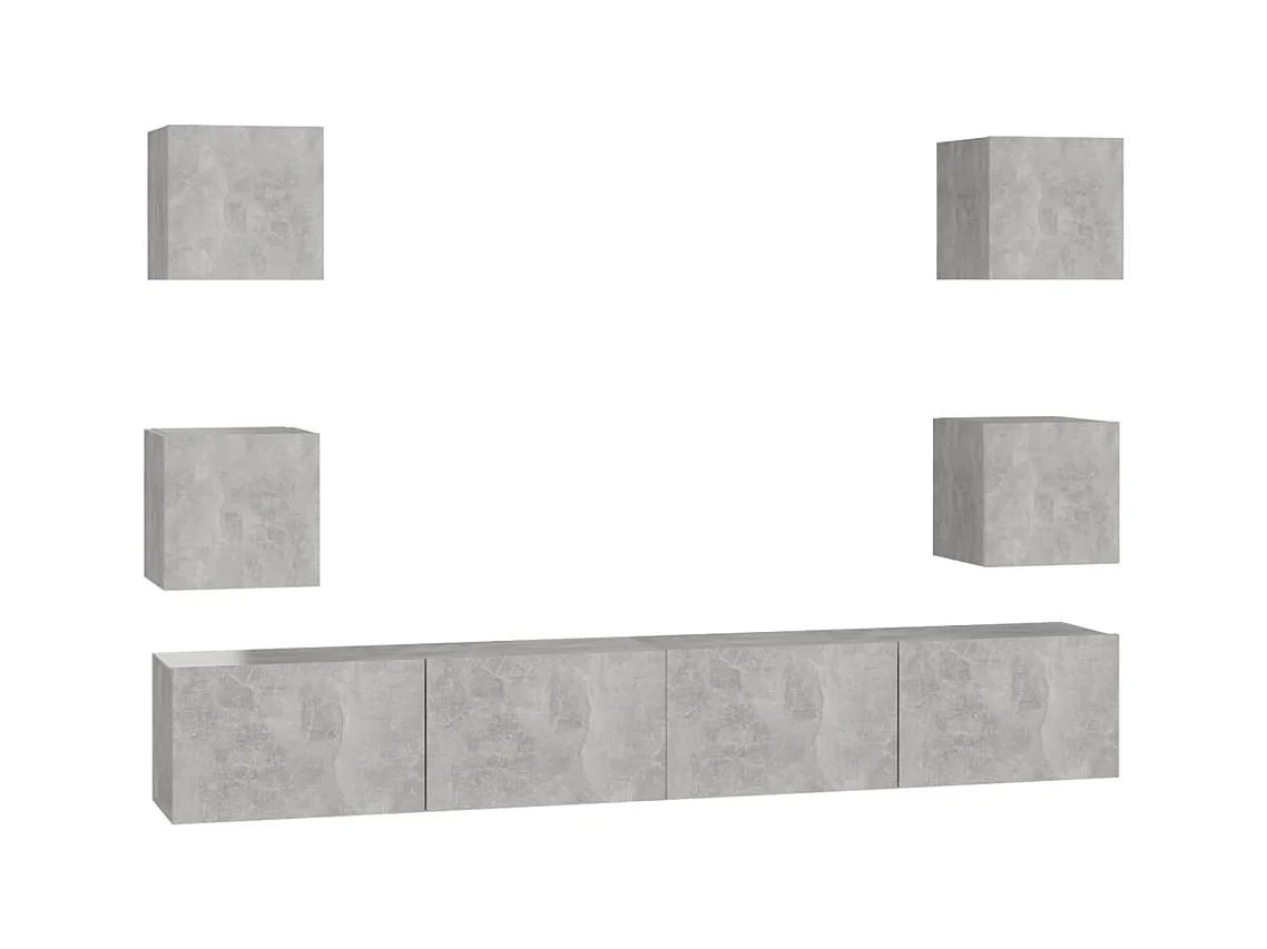 Ensemble de meubles TV | Bancs TV | Armoires TV 6 pcs Gris béton Bois d'ingénierie