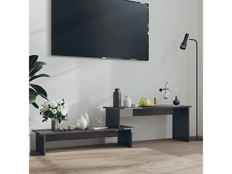 Meuble TV | Banc TV | Armoire TV Gris brillant 180x30x43 cm Aggloméré