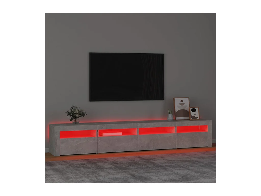 Mueble de TV | Mueble de salón con luces LED gris hormigón 240x35x40 cm