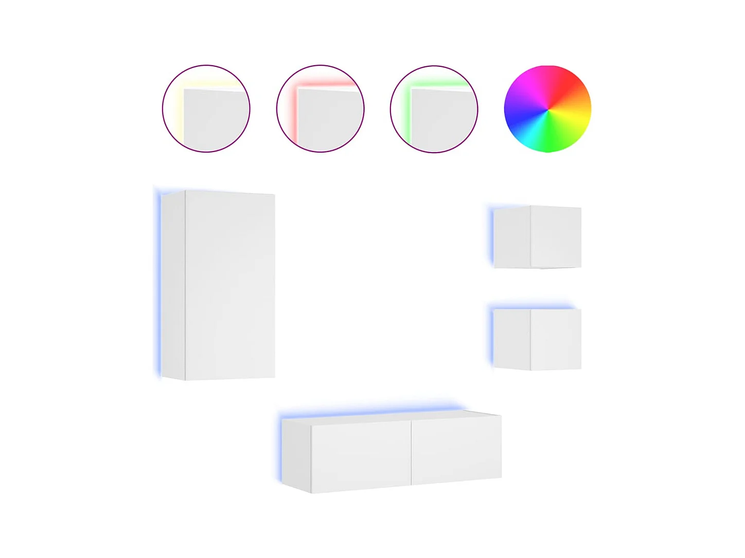 Muebles de TV | Gabinetes de TV |  Muebles de salón de pared con luces LED 4 piezas blanco