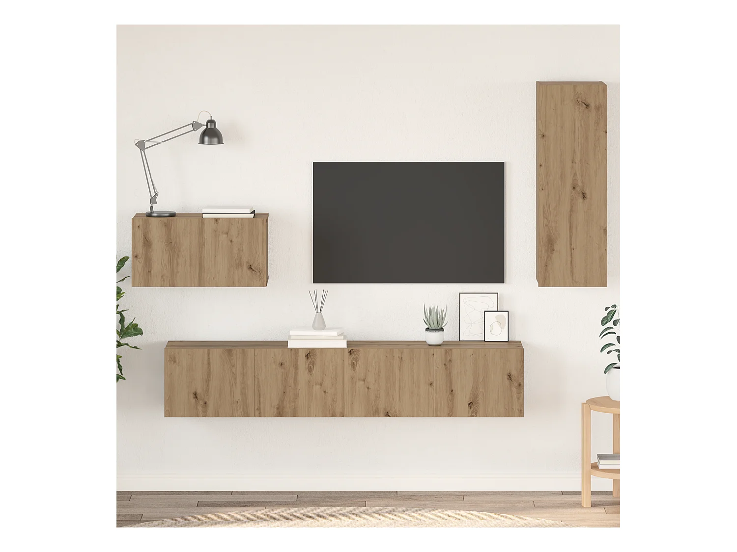 Wand TV kast | Tv-meubel | Tv-Bank 4 pcs Ambachtelijk eiken 80 x 30 x 30 cm Medium