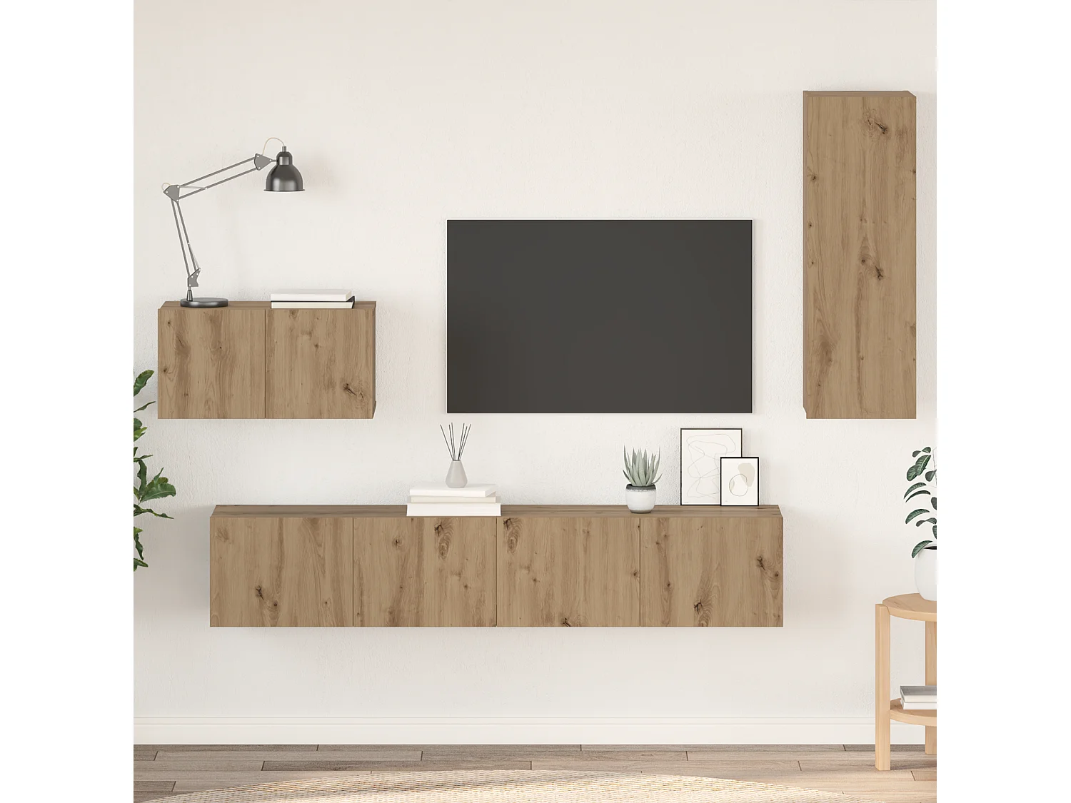 Meuble TV | Banc TV | Armoire TV mural 4 pcs Chêne artisan 80 x 30 x 30 cm Moyen