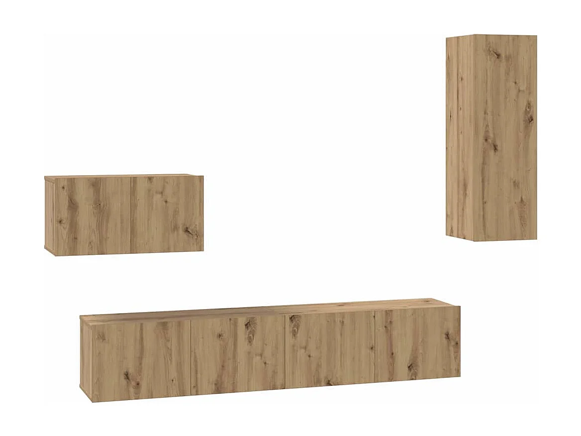Meuble TV | Banc TV | Armoire TV mural 4 pcs Chêne artisan 80 x 30 x 30 cm Moyen