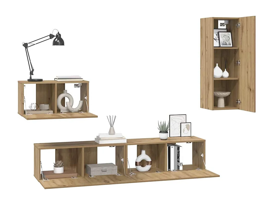 Meuble TV | Banc TV | Armoire TV mural 4 pcs Chêne artisan 80 x 30 x 30 cm Moyen