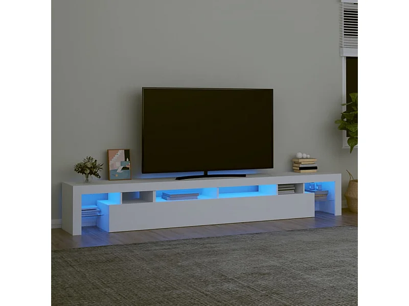 Meuble TV | Banc TV | Armoire TV avec lumières LED Blanc 260x36,5x40 cm