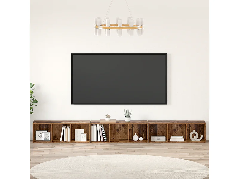 Gabinete de TV | Mueble de TV | Mueble de salón 3 pcs Madera vieja 37 x 35 x 107.5 cm