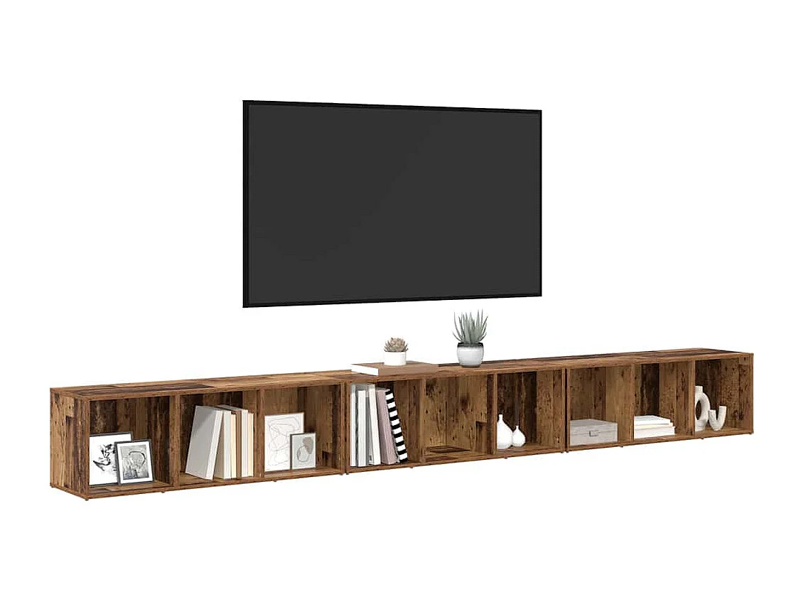 Meuble TV | Banc TV | Armoire TV 3 pcs Vieux bois 37 x 35 x 107.5 cm Bois stratifié
