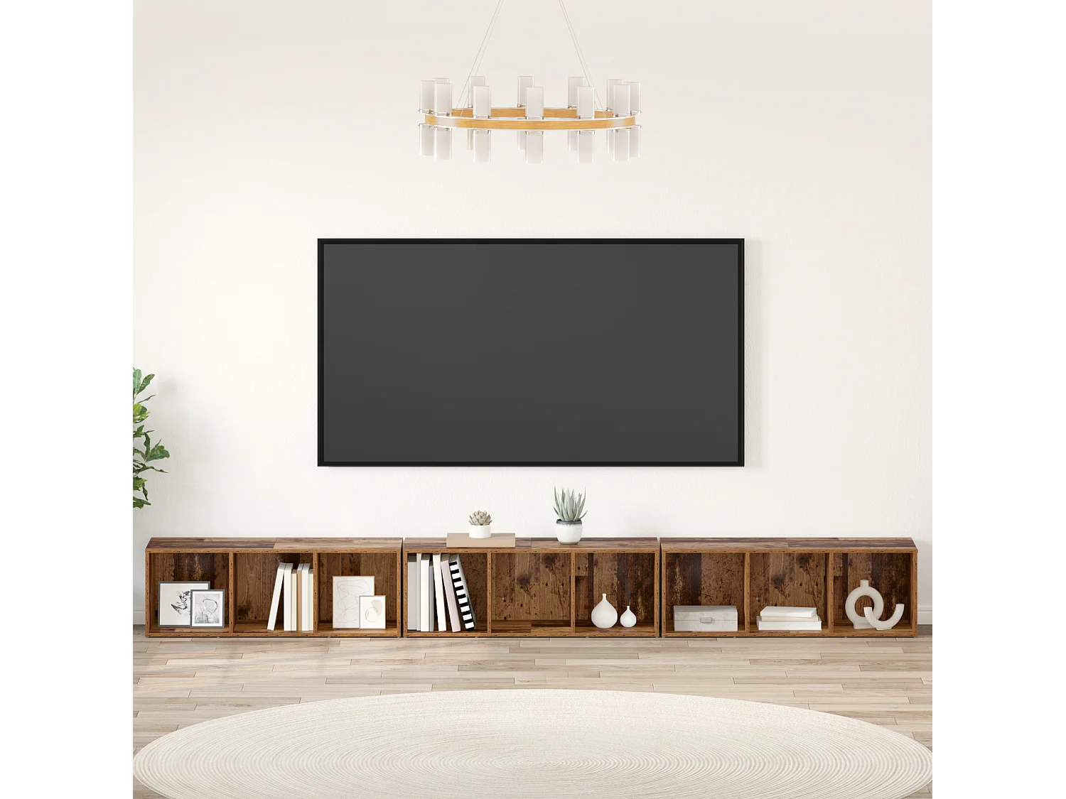 Gabinete de TV | Mueble de TV | Mueble de salón 3 pcs Madera vieja 37 x 35 x 107.5 cm