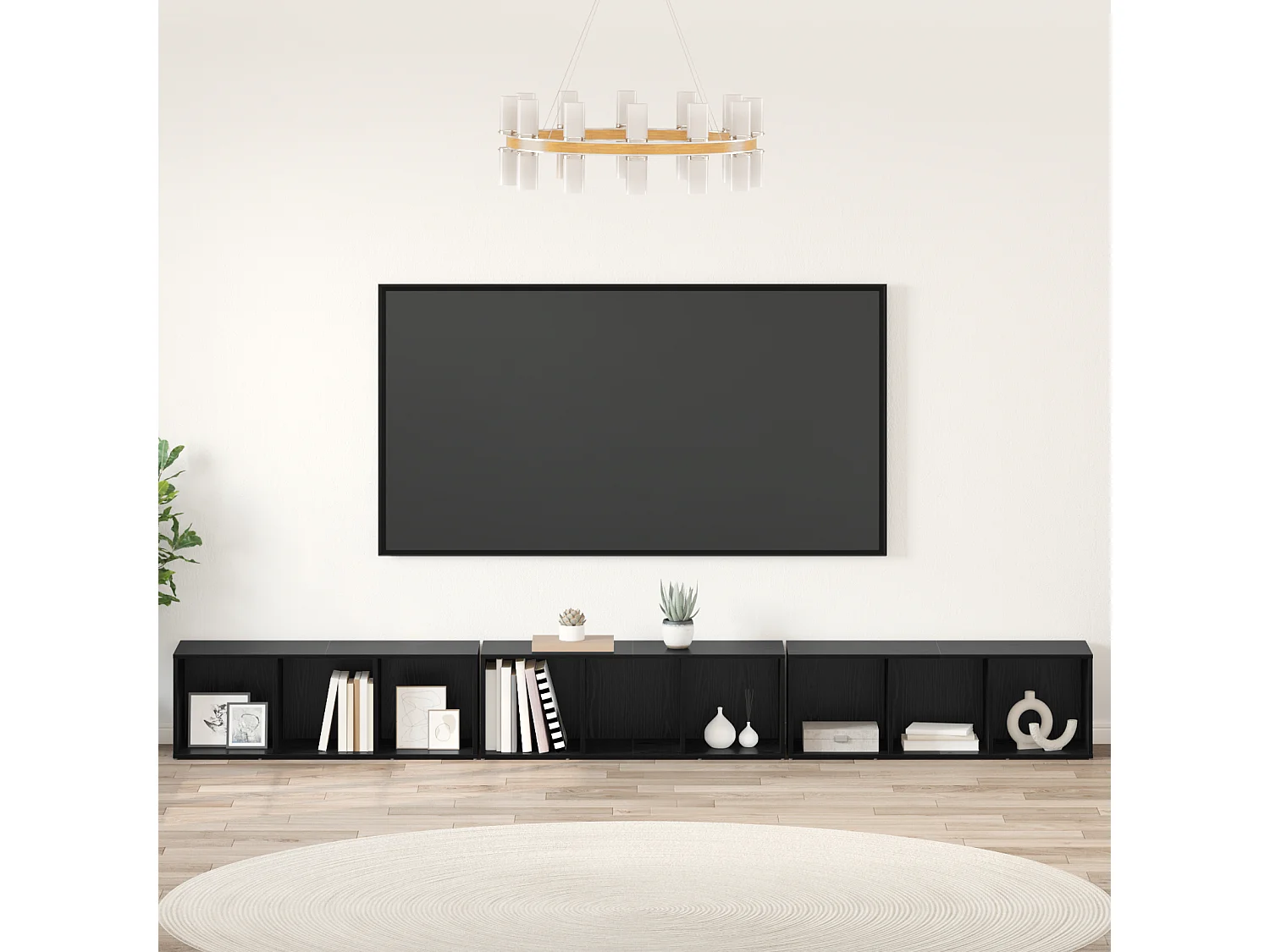 TV-kast | Tv-meubel | Tv-Bank 3 pcs Zwart eiken 37 x 35 x 107,5 cm