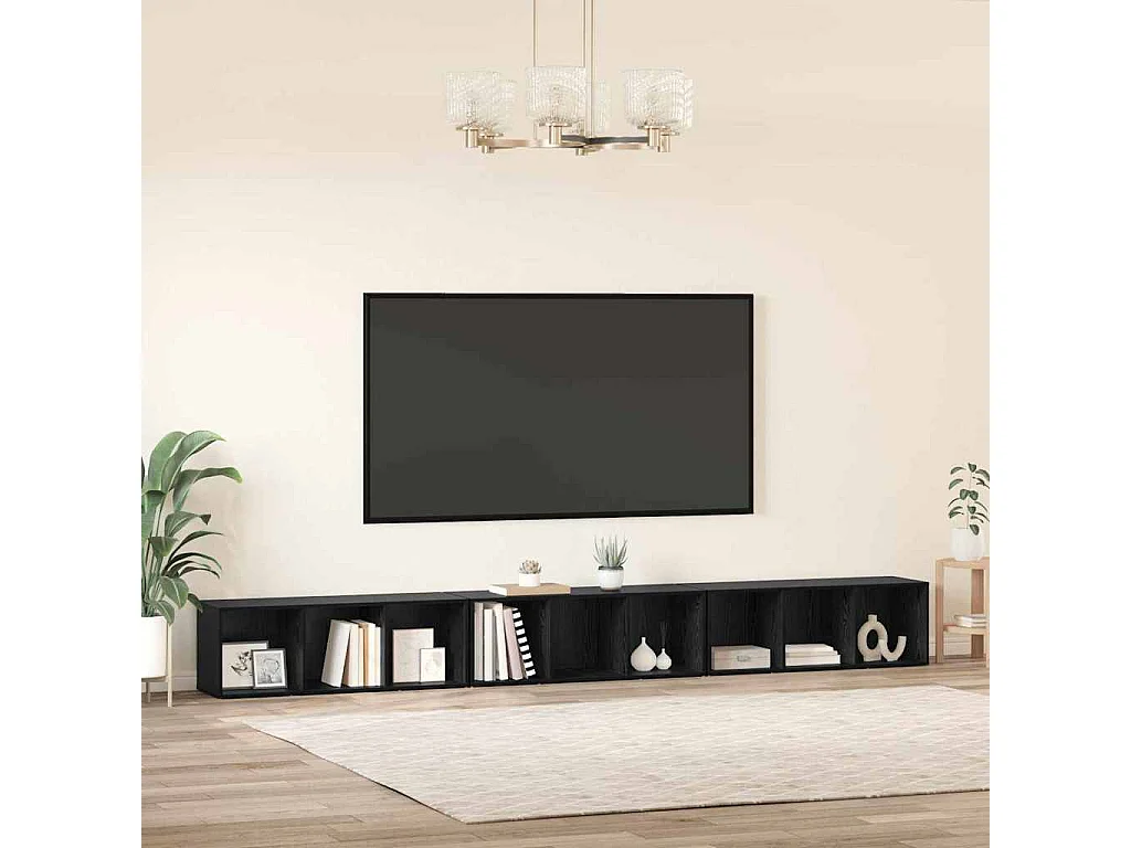 TV-kast | Tv-meubel | Tv-Bank 3 pcs Zwart eiken 37 x 35 x 107,5 cm