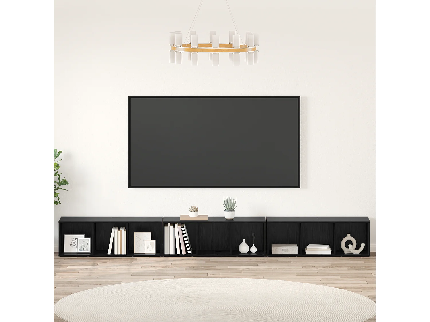 TV-kast | Tv-meubel | Tv-Bank 3 pcs Zwart eiken 37 x 35 x 107,5 cm