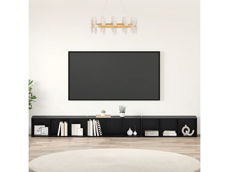 TV-kast | Tv-meubel | Tv-Bank 3 pcs Zwart eiken 37 x 35 x 107,5 cm