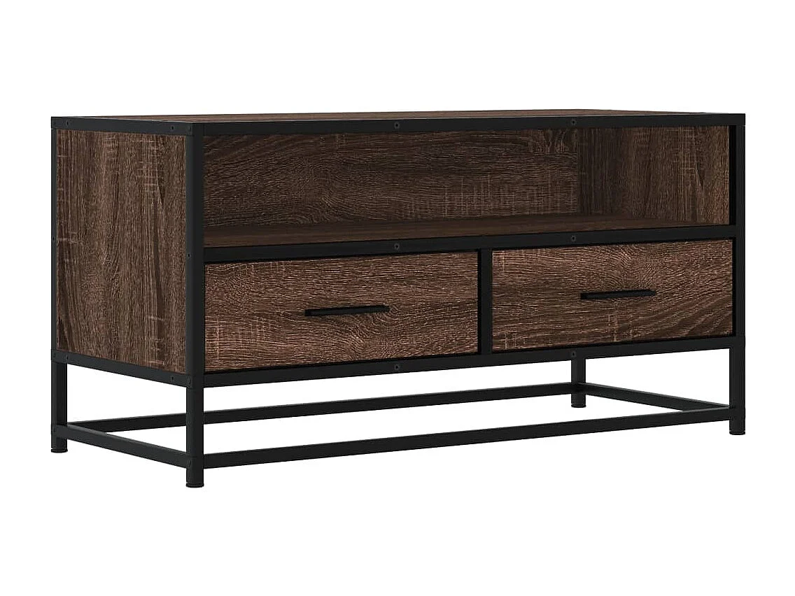 Meuble TV | Banc TV | Armoire TV chêne marron 80x34,5x40 cm bois d'ingénierie et métal