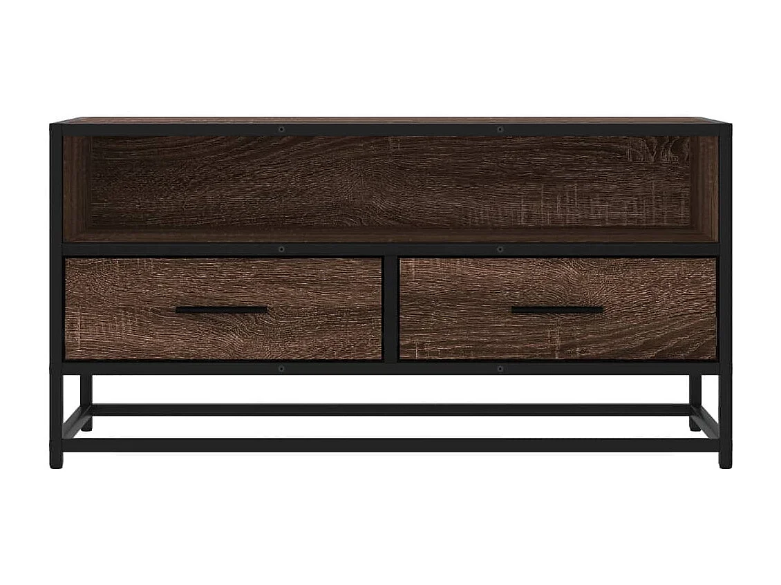 Meuble TV | Banc TV | Armoire TV chêne marron 80x34,5x40 cm bois d'ingénierie et métal