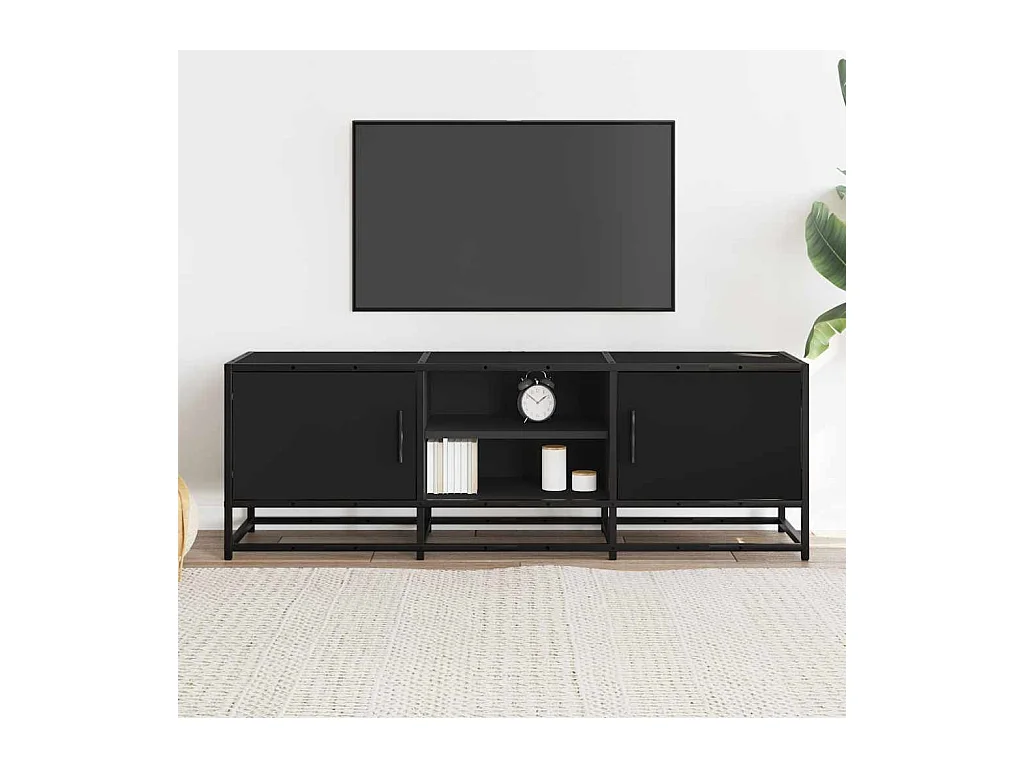 Mueble de TV | Mueble de salón madera de ingeniería y metal negro 120x35x41 cm