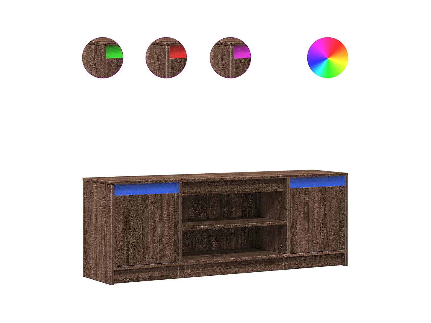 Tv-meubel | Tv-Bank | TV-kastmet LED 139,5x34x50 cm bewerkt hout bruin eikenkleur