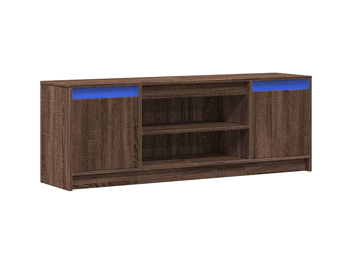 Tv-meubel | Tv-Bank | TV-kastmet LED 139,5x34x50 cm bewerkt hout bruin eikenkleur
