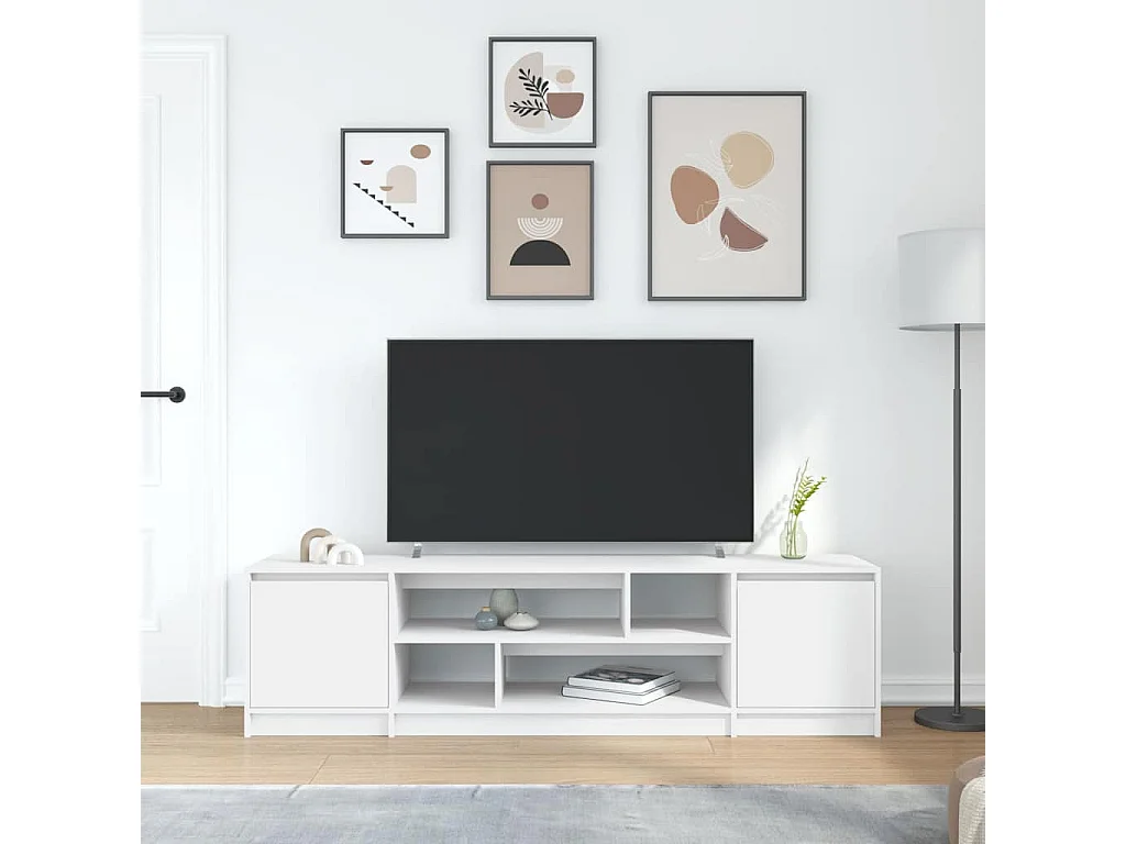 Mueble de TV | Mueble de salón de madera de ingeniería blanco 188,5x41x50 cm