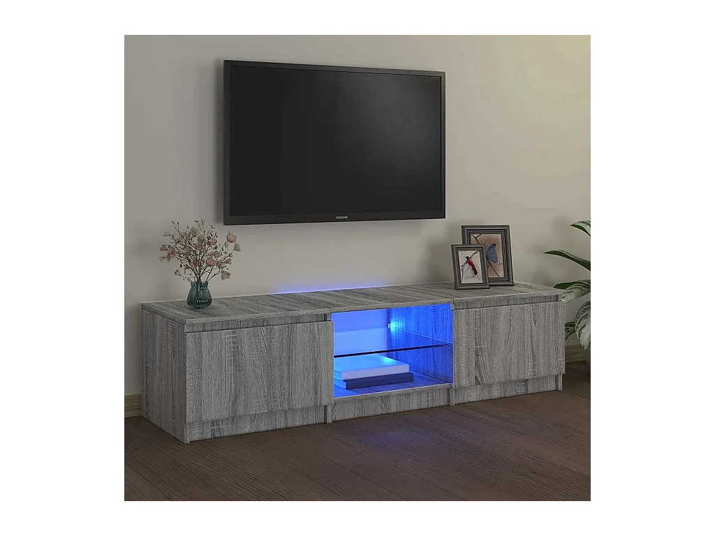 Mueble para TV  | Gabinete de TV |  Mueble de salón con luces LED gris Sonoma 140x40x36 cm