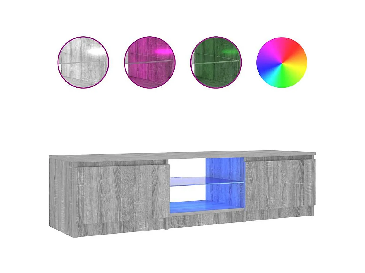 Mueble para TV  | Gabinete de TV |  Mueble de salón con luces LED gris Sonoma 140x40x36 cm