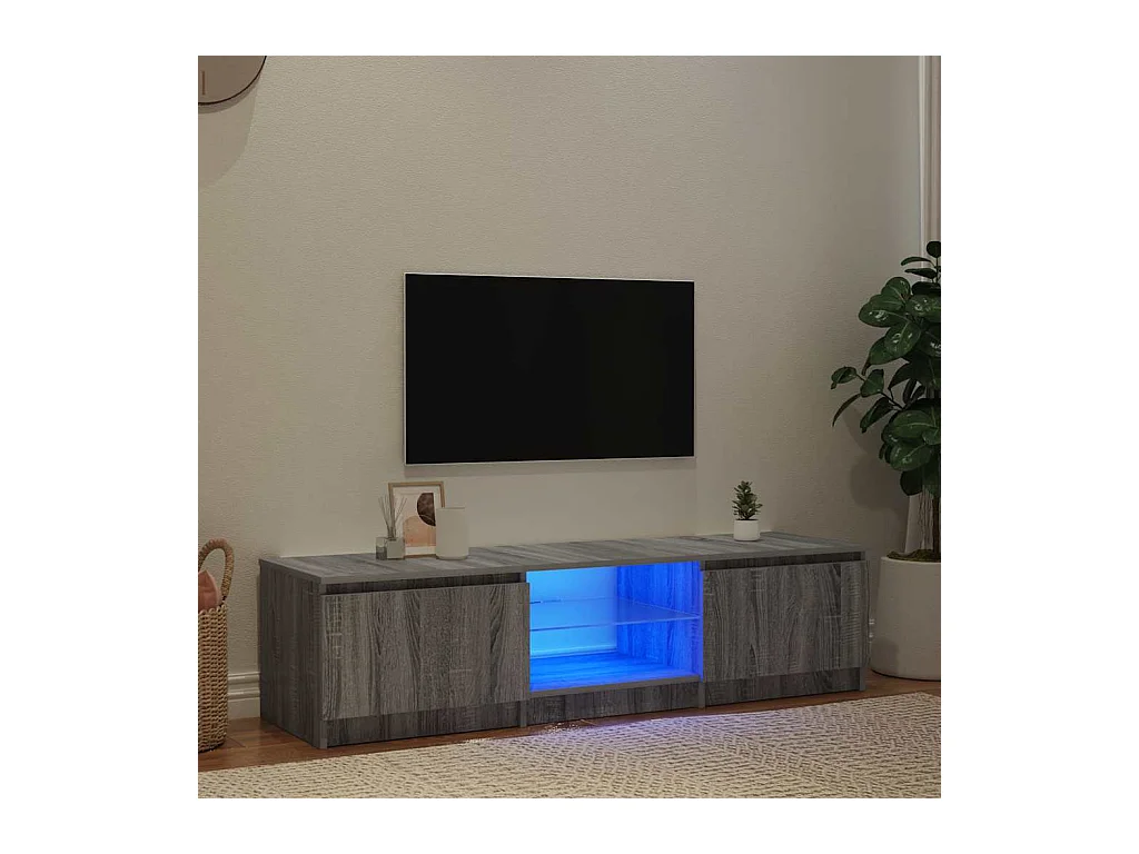 Mueble para TV  | Gabinete de TV |  Mueble de salón con luces LED gris Sonoma 140x40x36 cm