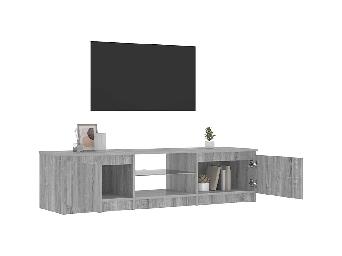 Mueble para TV  | Gabinete de TV |  Mueble de salón con luces LED gris Sonoma 140x40x36 cm