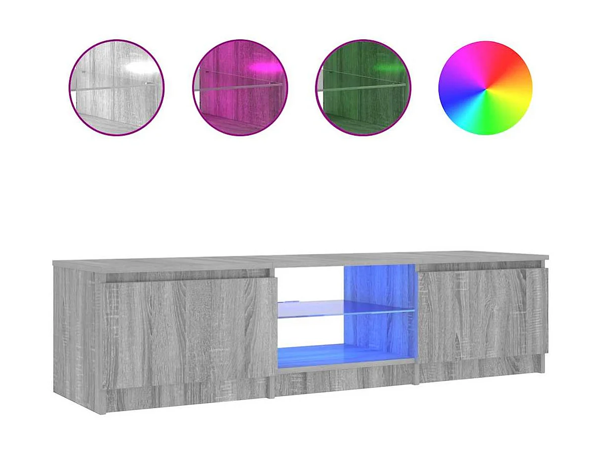 Meuble TV | Banc TV | Armoire TV avec lumières LED Sonoma gris 140x40x36 cm